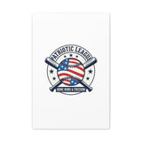Patriotic Baseball Emblem Canvas | Vintage Red White Blue Baseball Wall Art