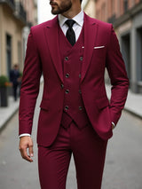 Double-breasted Suit Set Mens Three-piece Business Suit