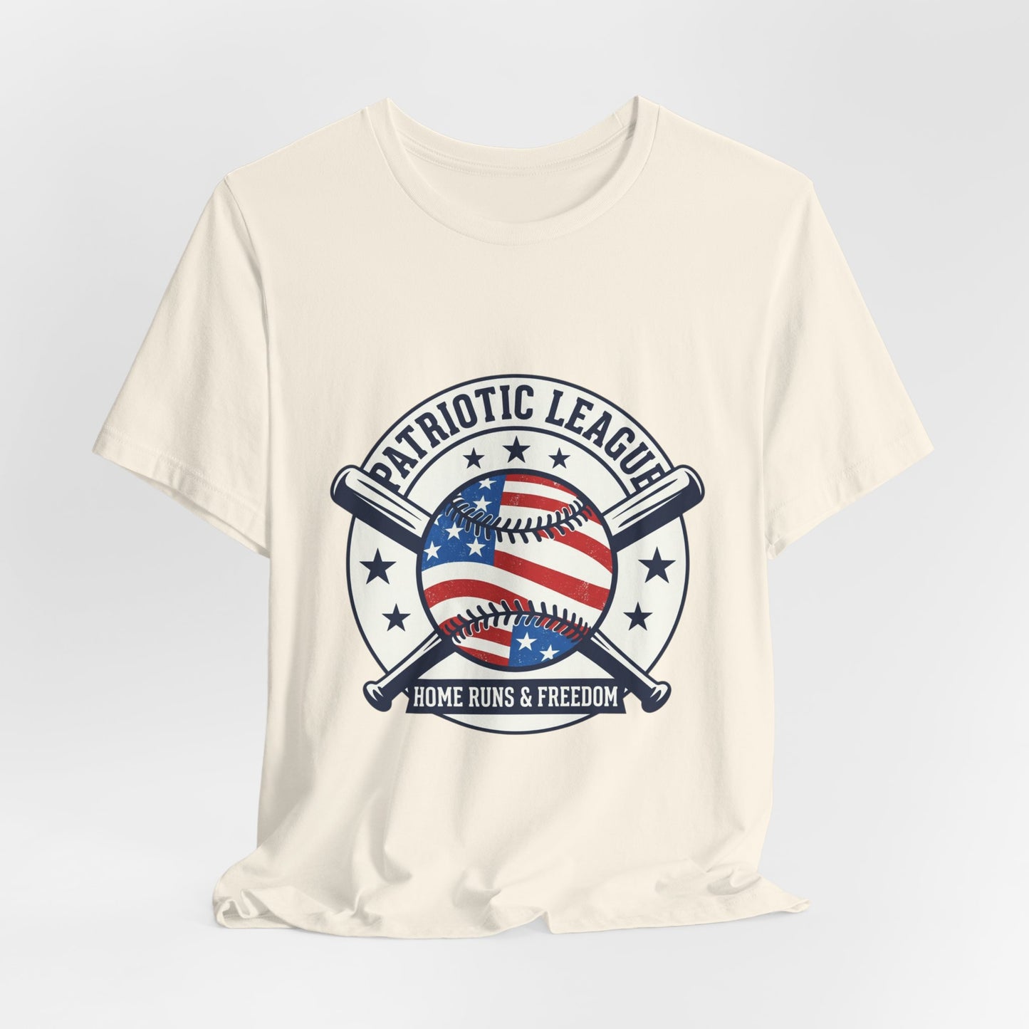 Patriotic Baseball Graphic Tee | Vintage Red White Blue Home Run Shirt