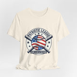 Patriotic Baseball Graphic Tee | Vintage Red White Blue Home Run Shirt
