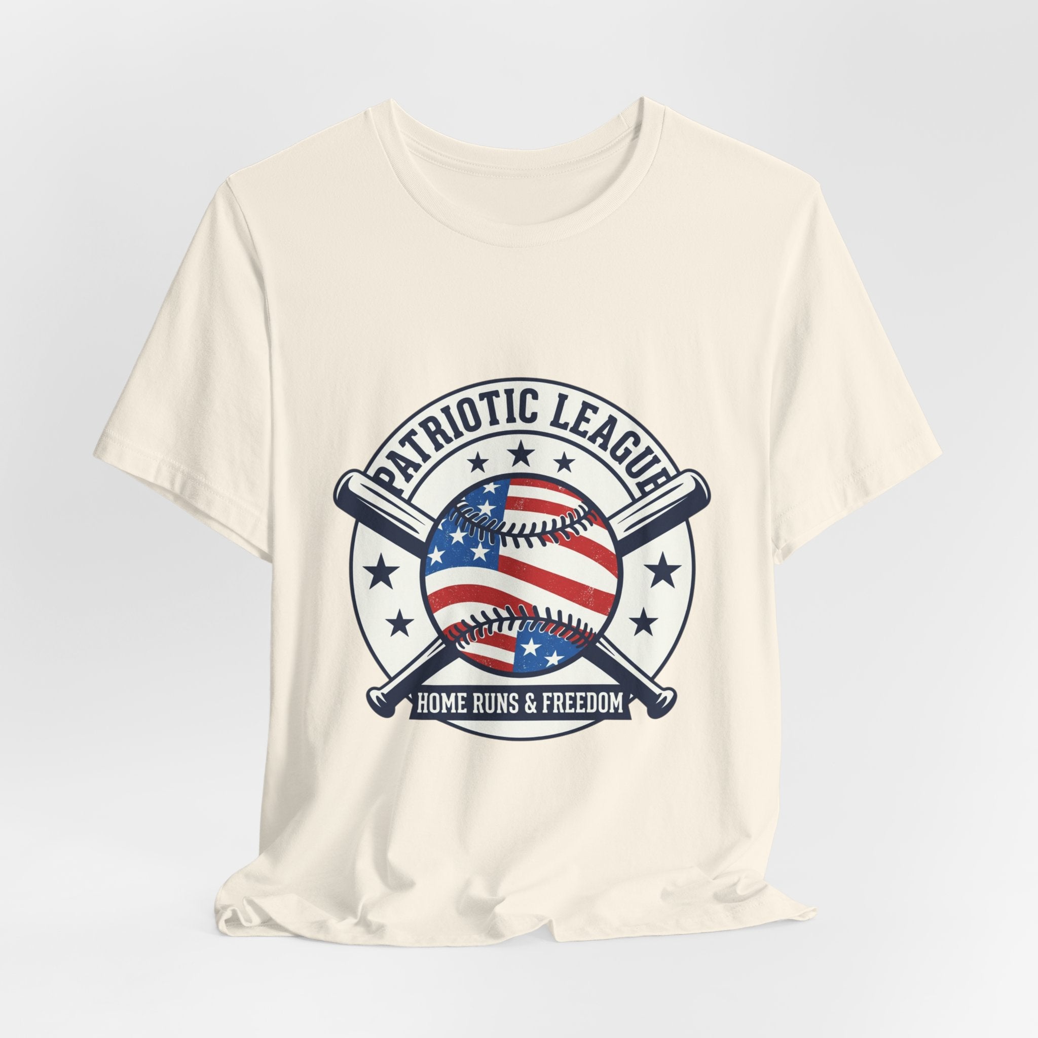 Patriotic Baseball Graphic Tee | Vintage Red White Blue Home Run Shirt