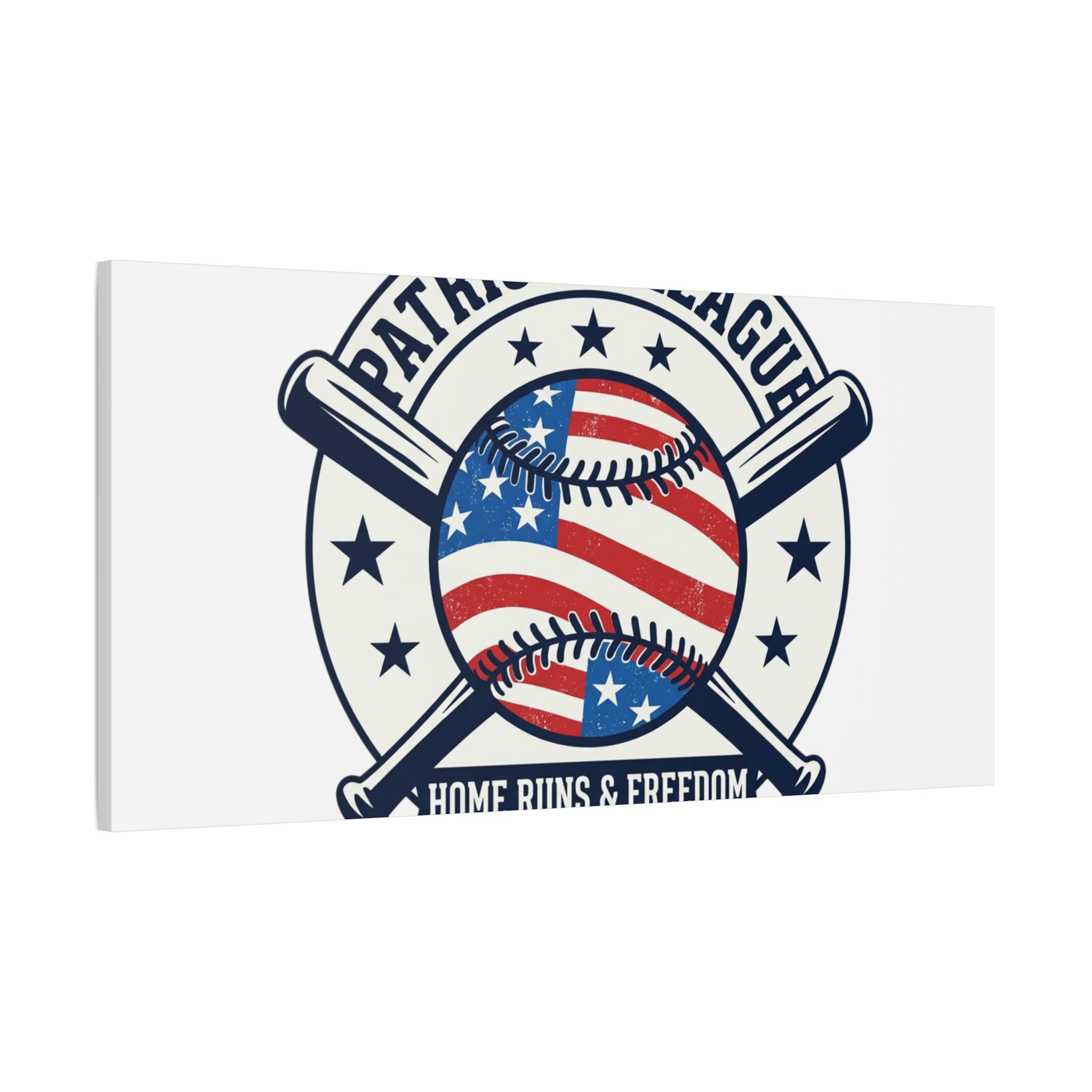 Patriotic Baseball Emblem Canvas | Vintage Red White Blue Baseball Wall Art