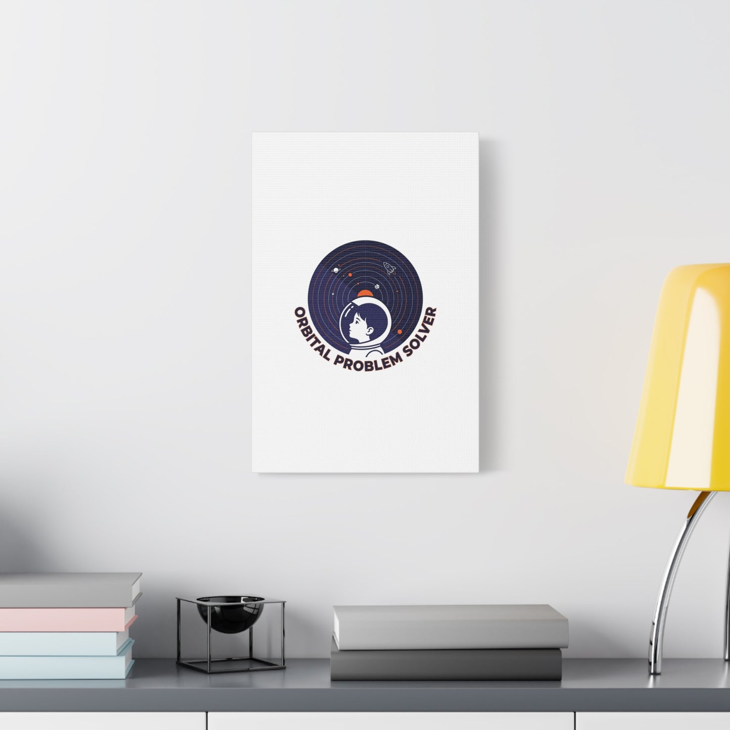 Orbital Problem Solver Canvas | space mission patch, astronaut art, cosmic science
