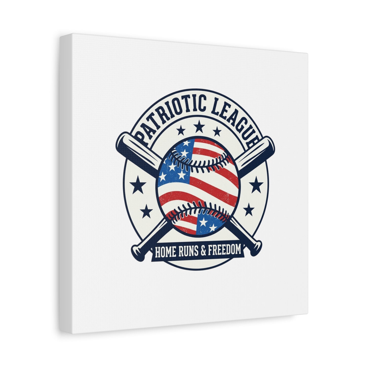 Patriotic Baseball Emblem Canvas | Vintage Red White Blue Baseball Wall Art