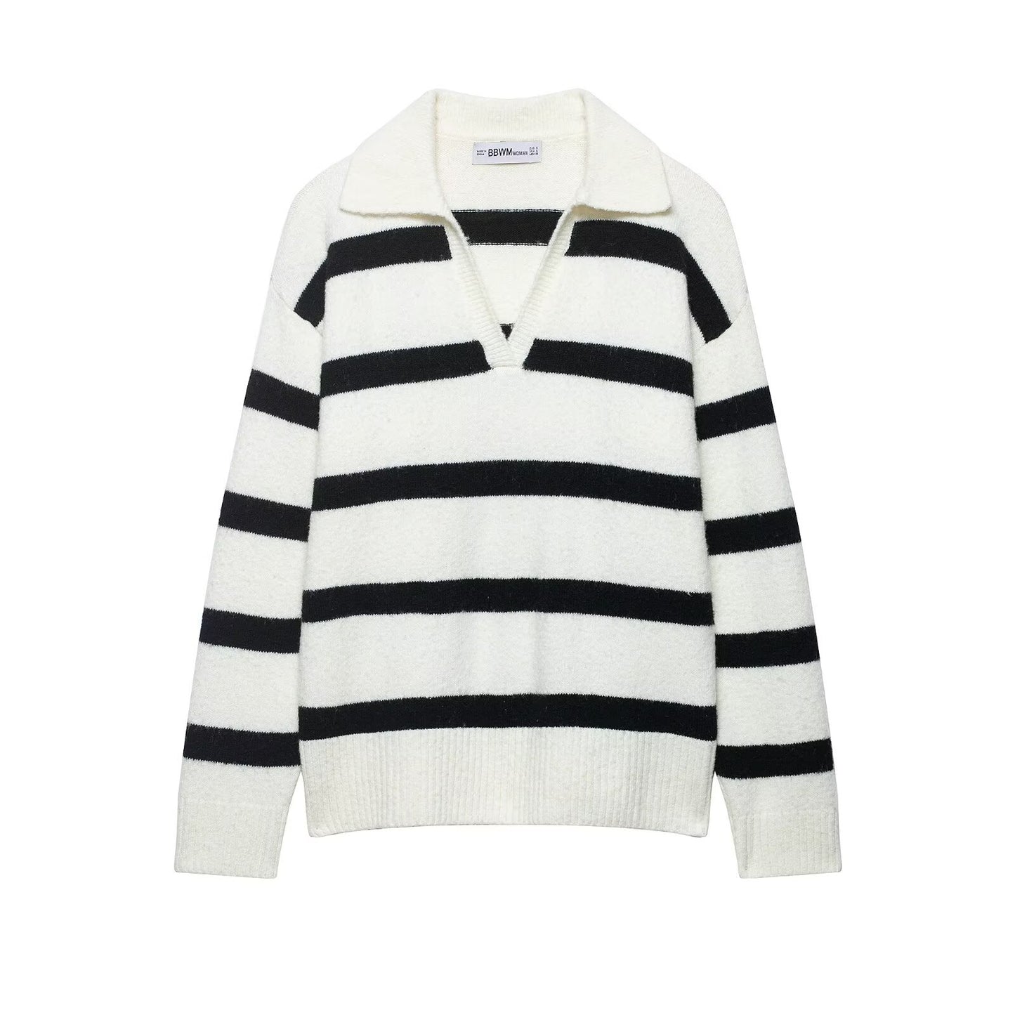 Lazy style simple and loose casual striped knitted sweater