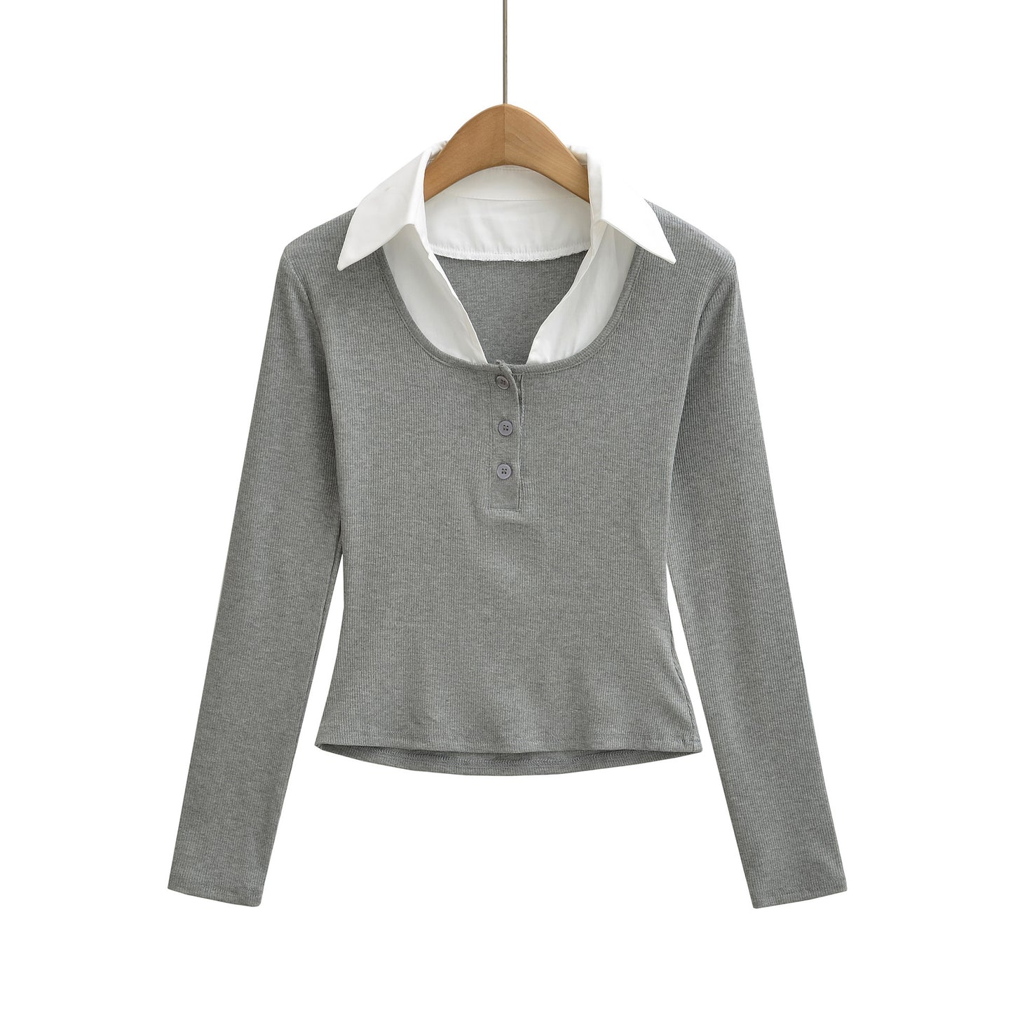 Slim fit long sleeved pullover T-shirt top