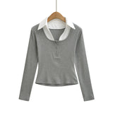 Slim fit long sleeved pullover T-shirt top