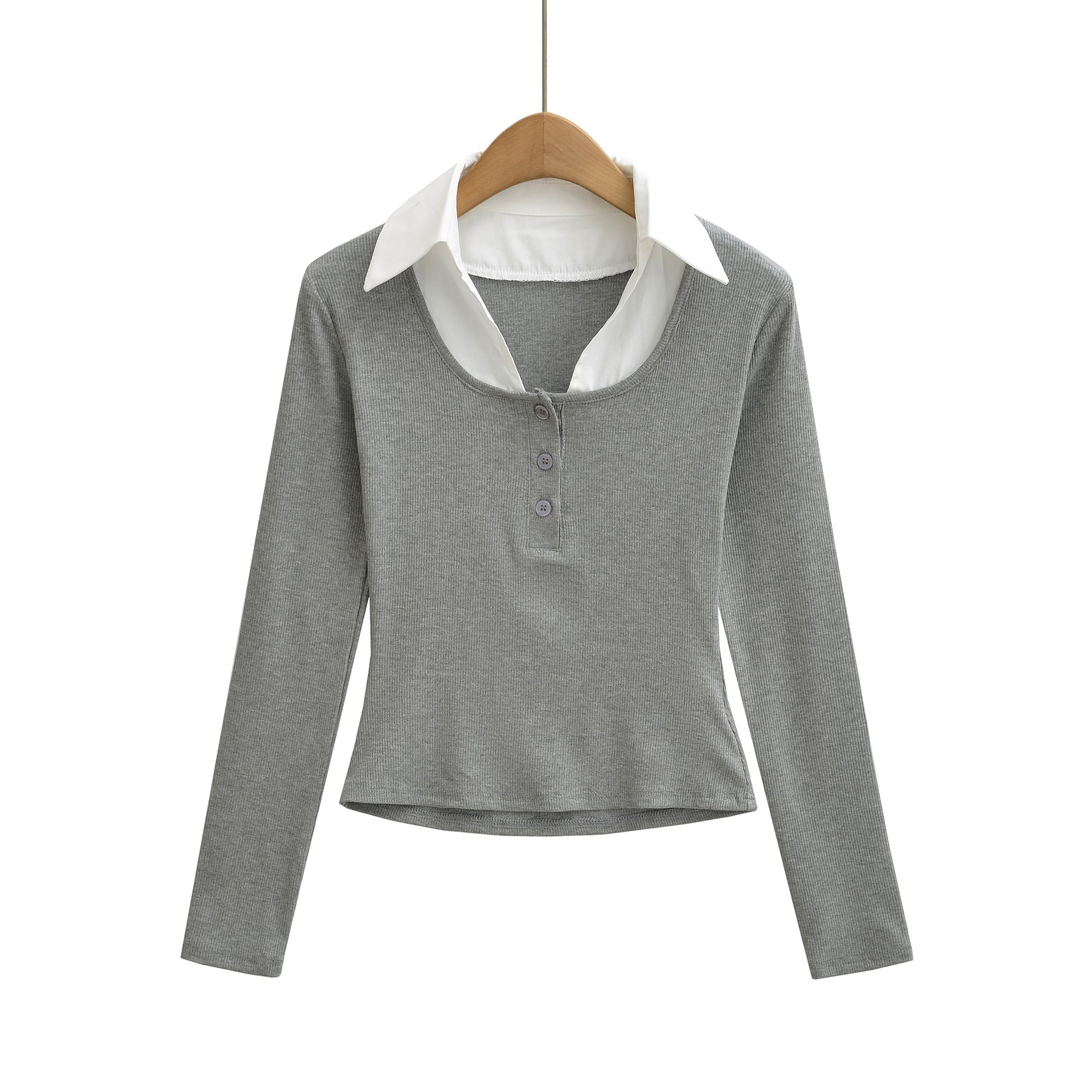 Slim fit long sleeved pullover T-shirt top