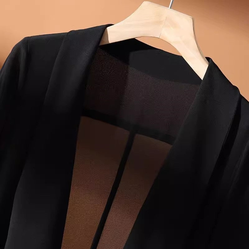 Women's Chiffon Cardigan With Three-quarter Sleeves