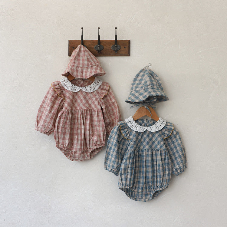 Autumn Baby Plaid Clothes Doll Shirt Suit