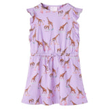 Children's dress with ruffled sleeves and waistband, size 104.