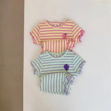 Children's Pajamas Short-sleeved Pants Thin Ice Silk Stripes