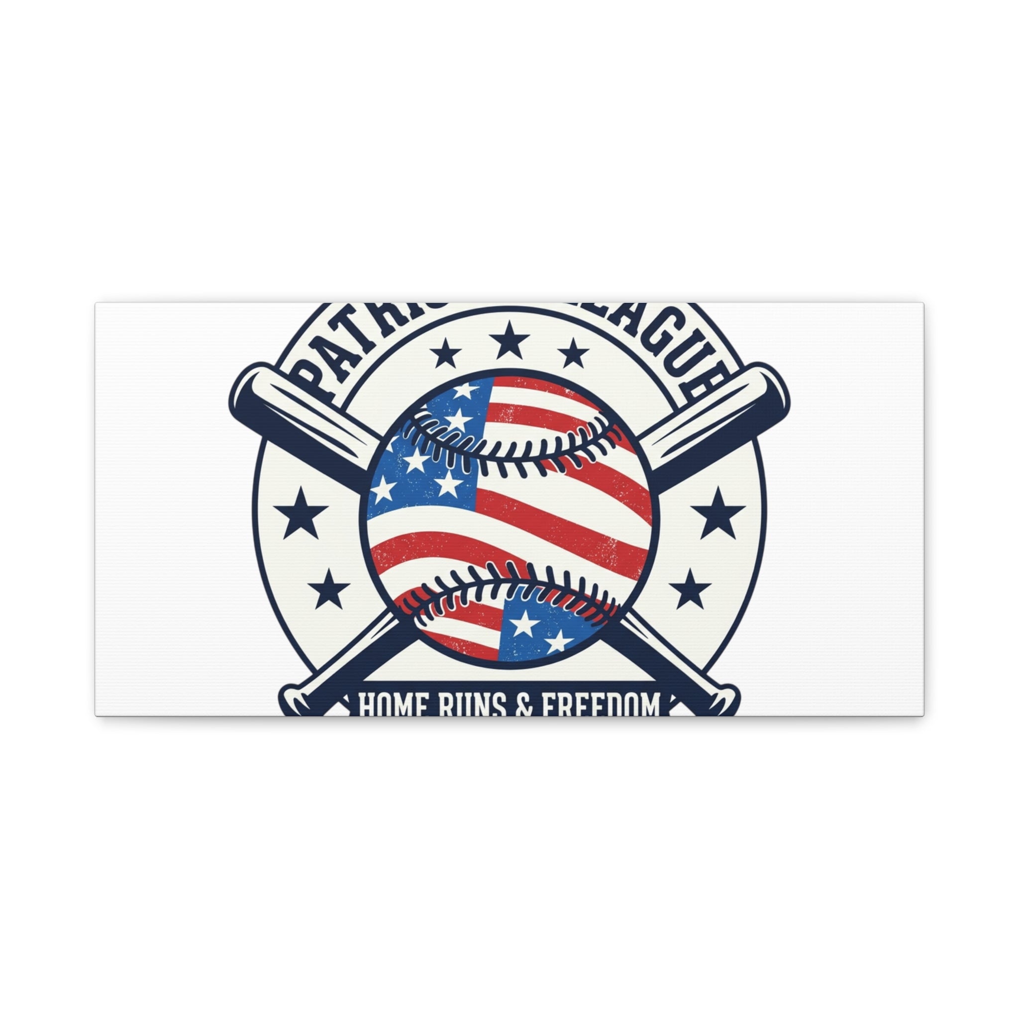 Patriotic Baseball Emblem Canvas | Vintage Red White Blue Baseball Wall Art