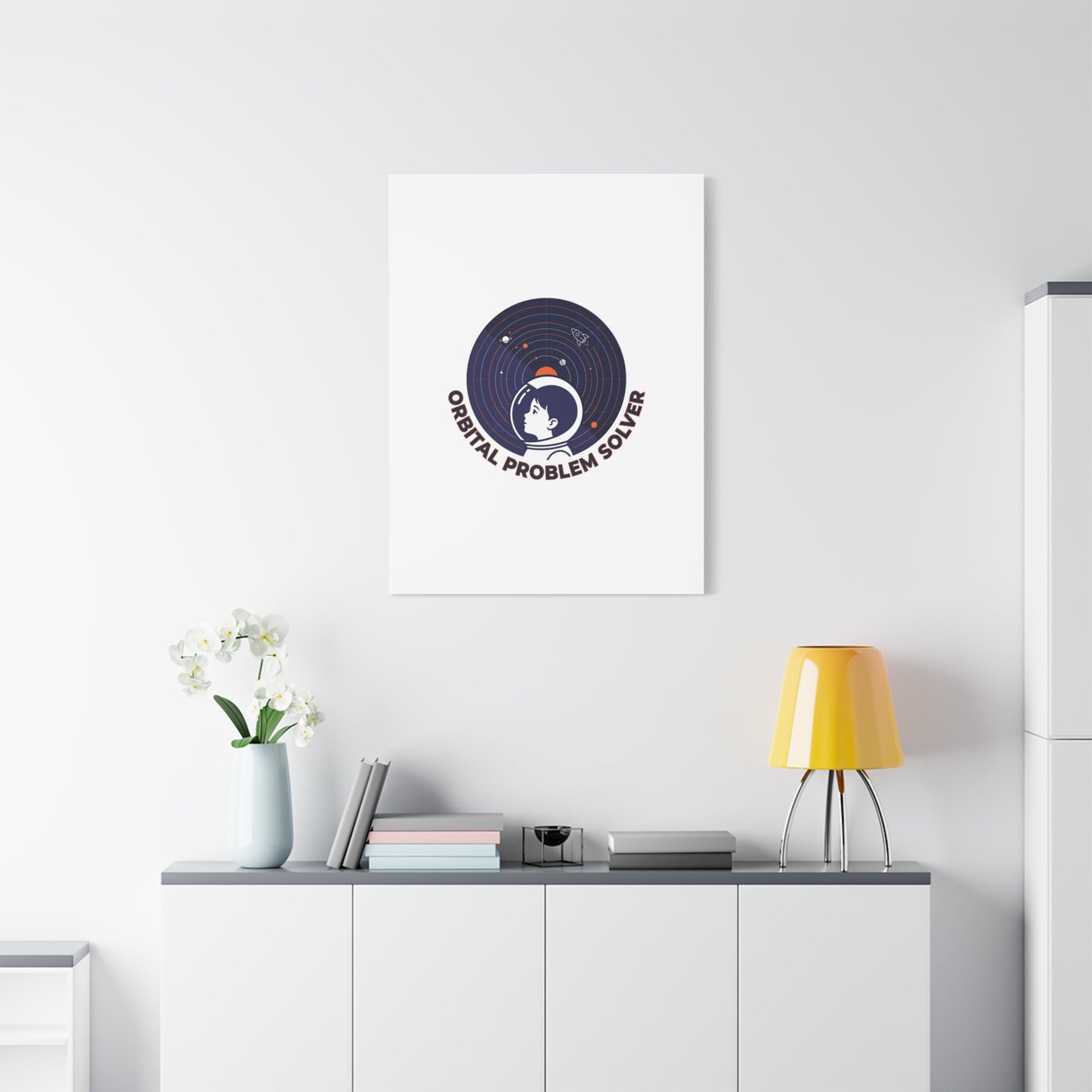 Orbital Problem Solver Canvas | space mission patch, astronaut art, cosmic science