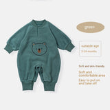 Baby Fleece-lined Cartoon Bear Thickened Jumpsuit