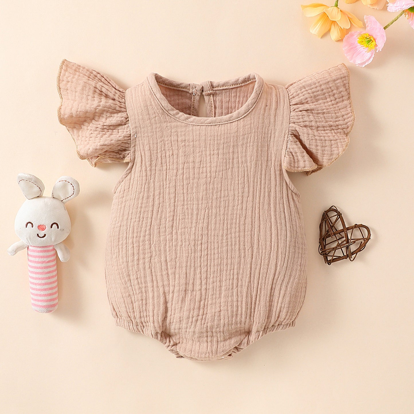 Multi-color Flutter-Sleeve Baby Romper For Infants And Toddlers