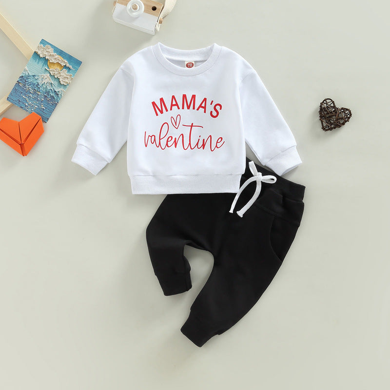 Autumn And Winter Boys Long-sleeved Sweater Lace-up Trousers