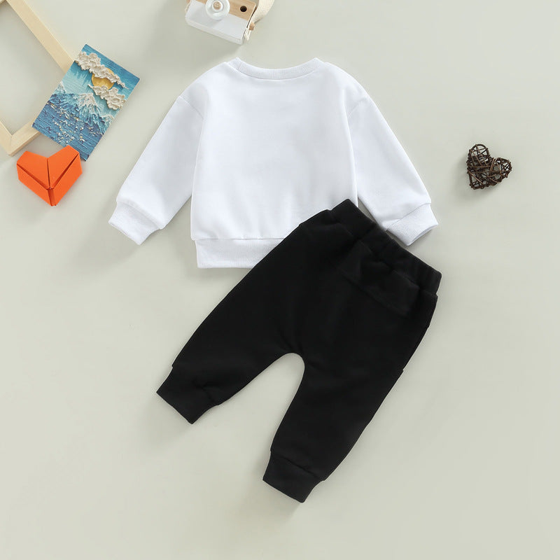 Autumn And Winter Boys Long-sleeved Sweater Lace-up Trousers