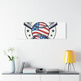 Patriotic Baseball Emblem Canvas | Vintage Red White Blue Baseball Wall Art
