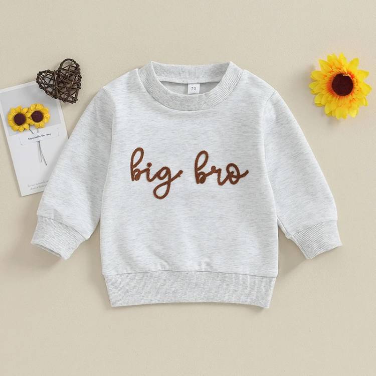Children's Autumn Models Infant Toddler Alphabet Embroidery Long Sleeve One-piece Sweater Long Sleeve