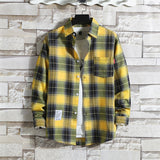 Long-sleeve Plaid Shirt Korean-style Loose Fit