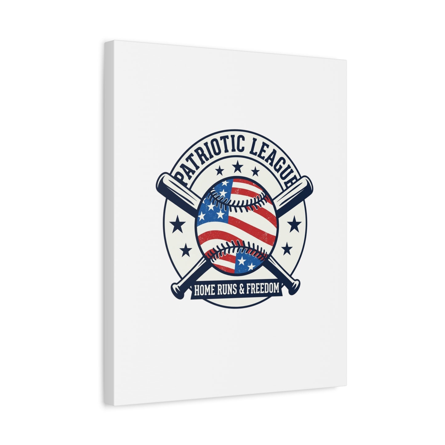 Patriotic Baseball Emblem Canvas | Vintage Red White Blue Baseball Wall Art
