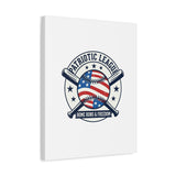 Patriotic Baseball Emblem Canvas | Vintage Red White Blue Baseball Wall Art