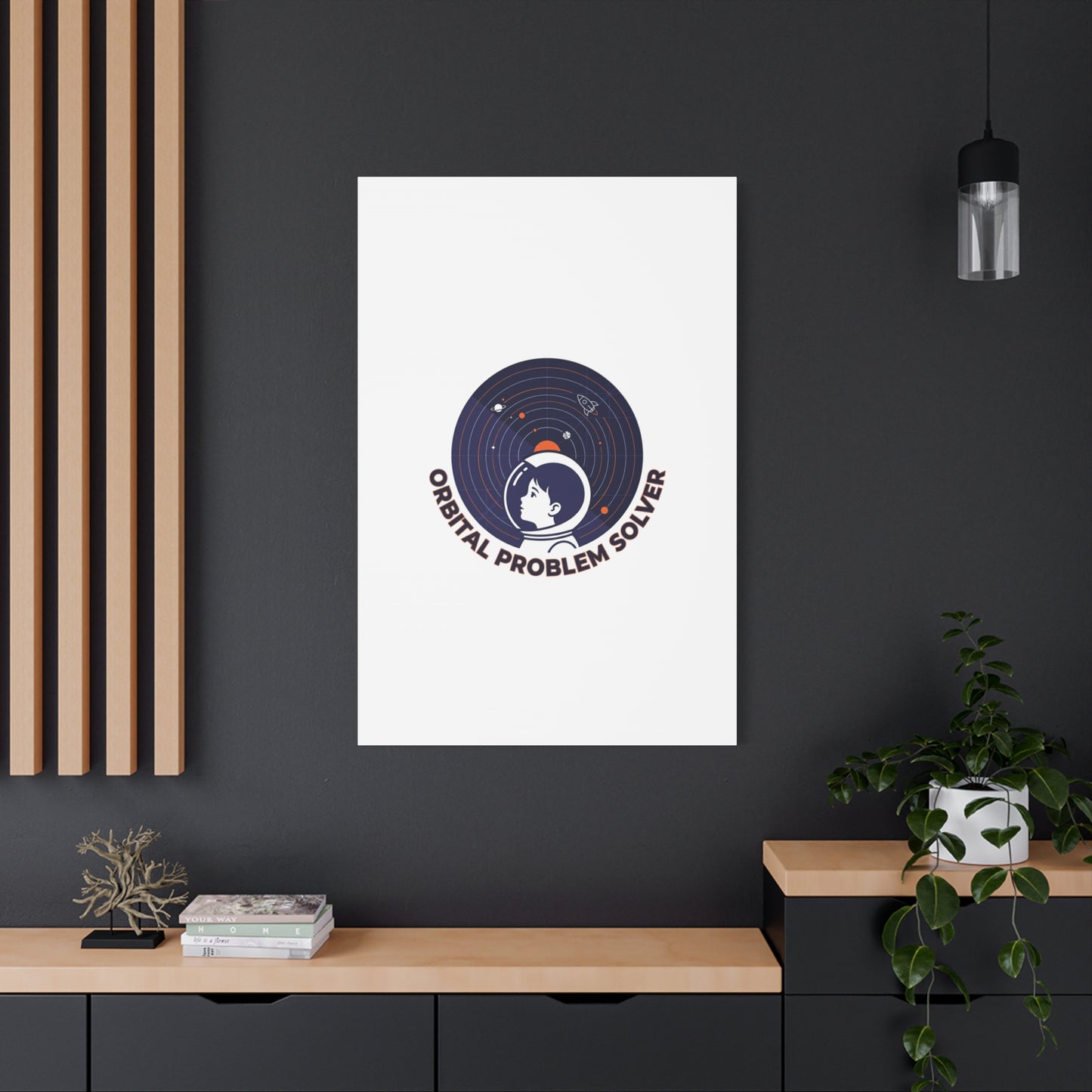 Orbital Problem Solver Canvas | space mission patch, astronaut art, cosmic science