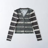 Lace striped cardigan top