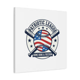 Patriotic Baseball Emblem Canvas | Vintage Red White Blue Baseball Wall Art