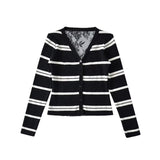 Lace striped cardigan top