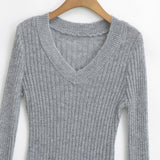 V-neck long sleeved elastic slim fit headband top