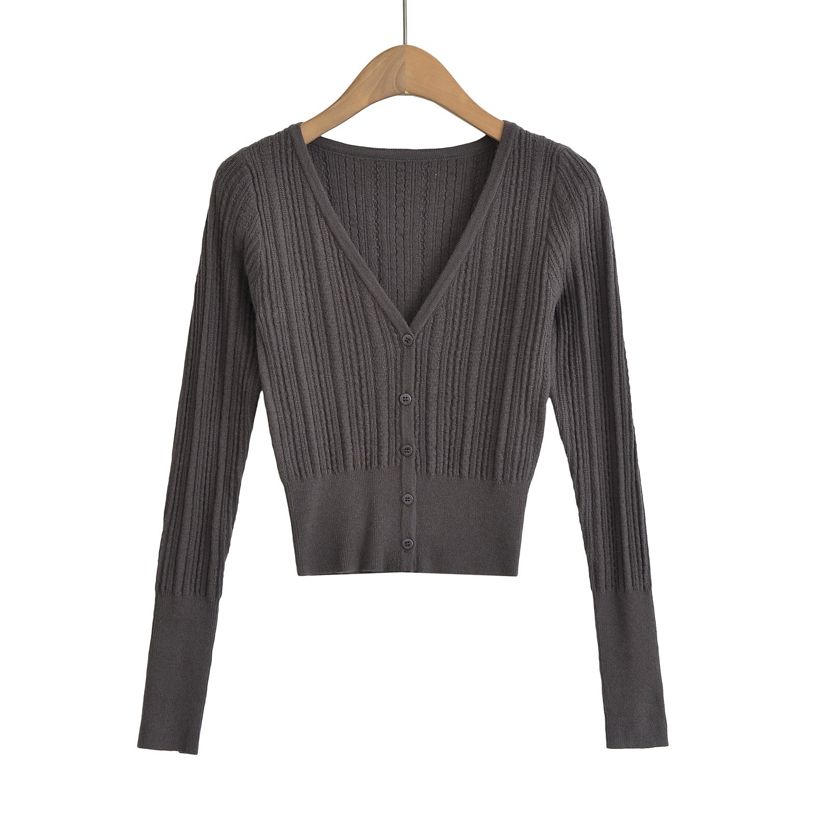 V-neck slim fit long sleeved top