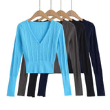 V-neck slim fit long sleeved top