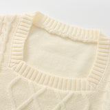 Square neck long sleeved sweater
