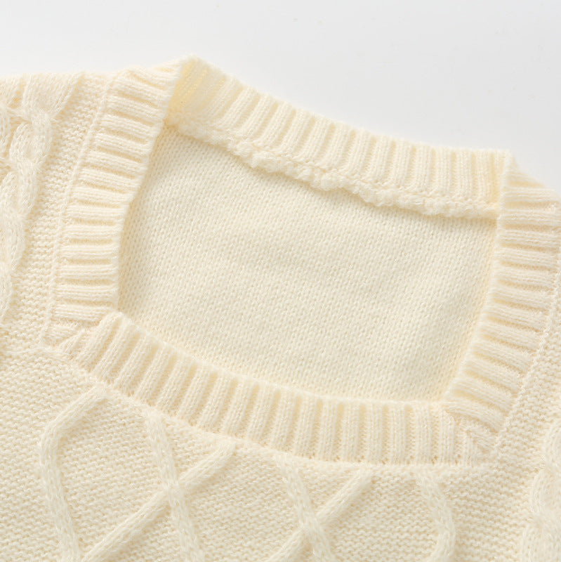 Square neck long sleeved sweater