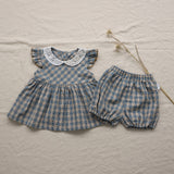 Autumn Baby Plaid Clothes Doll Shirt Suit