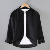 Mens Retro Corduroy Small Stand-Up Collar Shirt Jacket