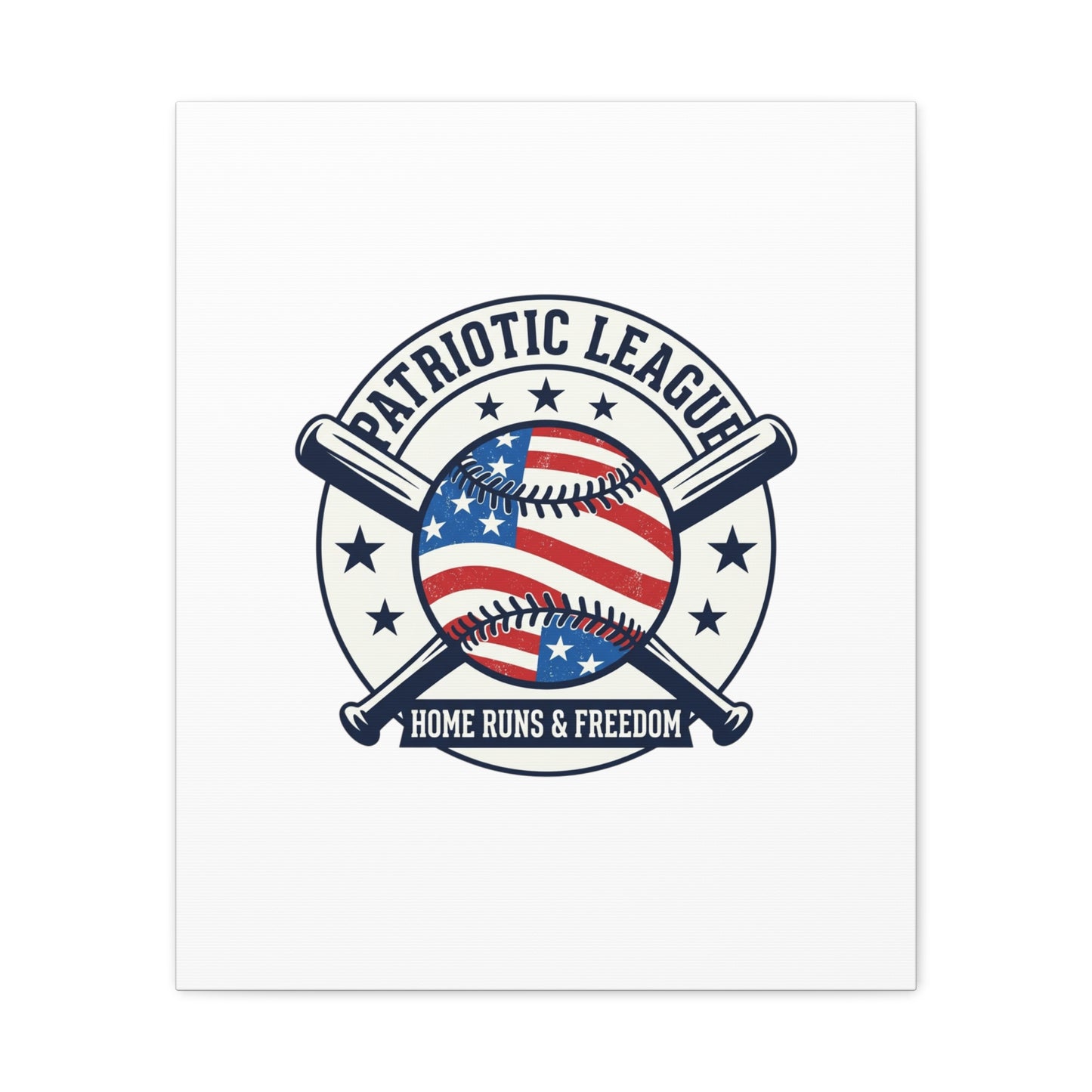 Patriotic Baseball Emblem Canvas | Vintage Red White Blue Baseball Wall Art