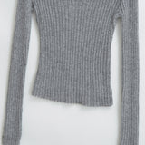 V-neck long sleeved elastic slim fit headband top