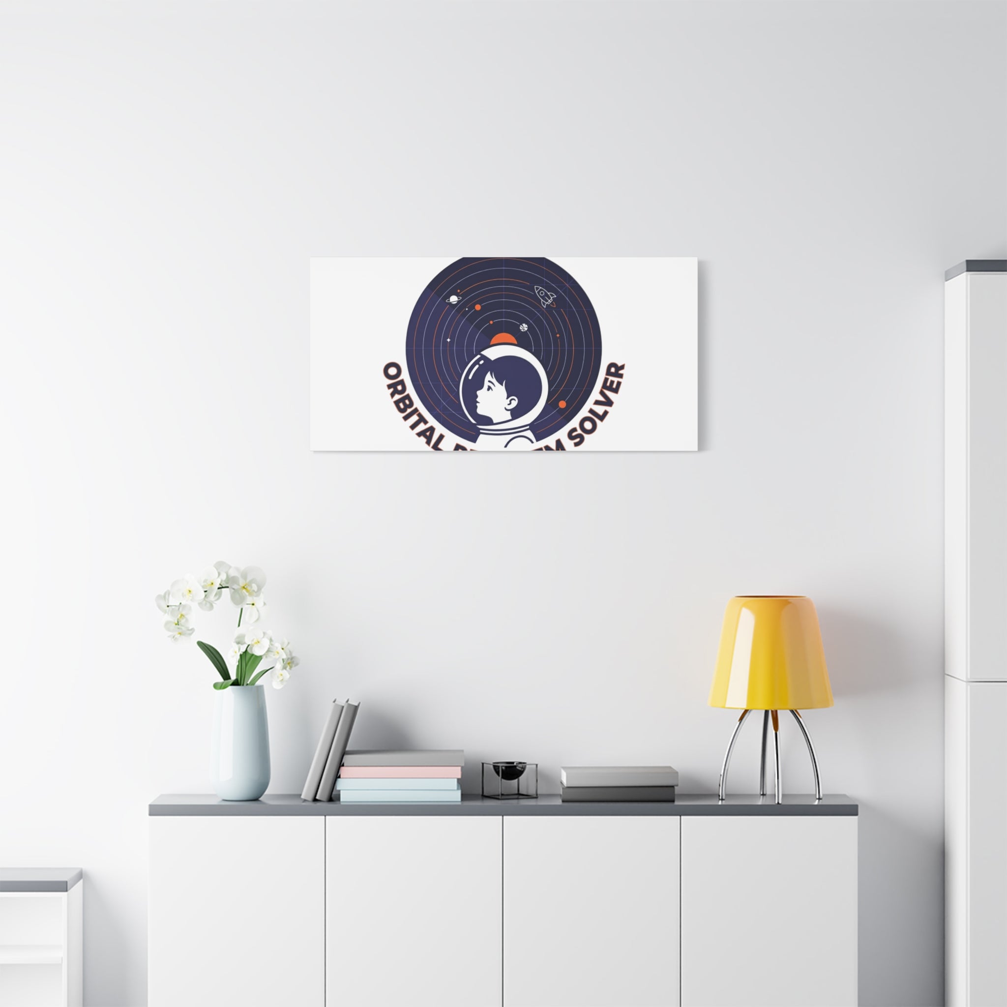 Orbital Problem Solver Canvas | space mission patch, astronaut art, cosmic science