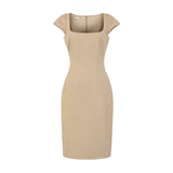 Solid color pullover square neck dress