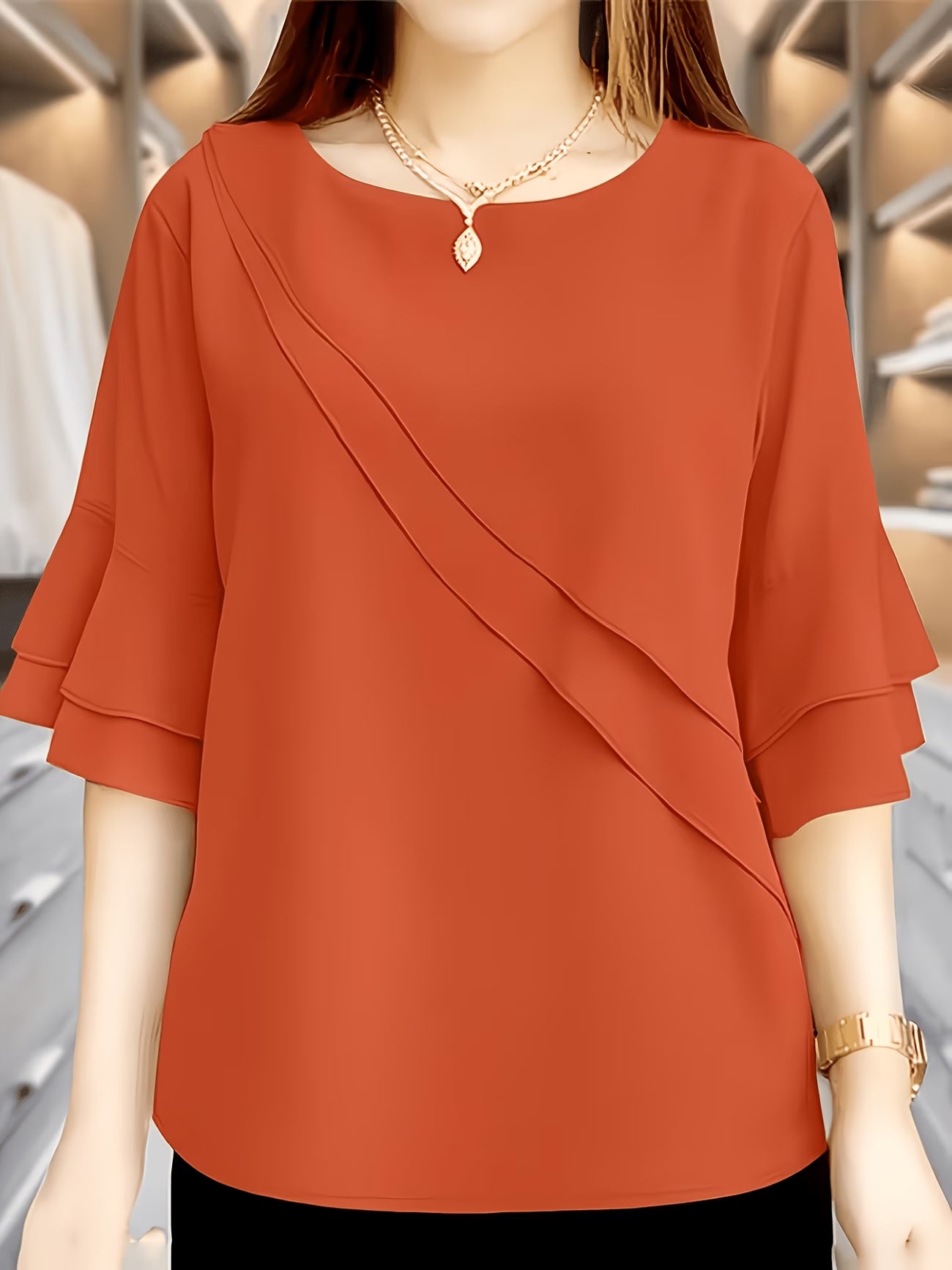 Women'S Solid Color Short Sleeve Top