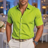 Men's Short-Sleeve Striped Printed Shirt