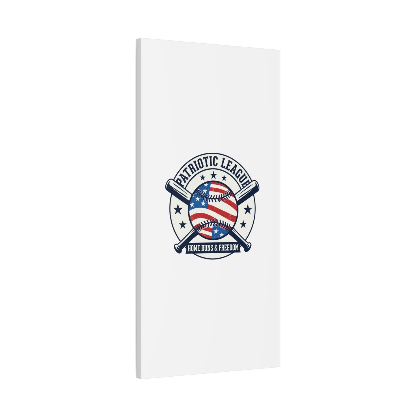 Patriotic Baseball Emblem Canvas | Vintage Red White Blue Baseball Wall Art