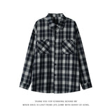 Mens Casual Retro Plaid Lapel Shirt