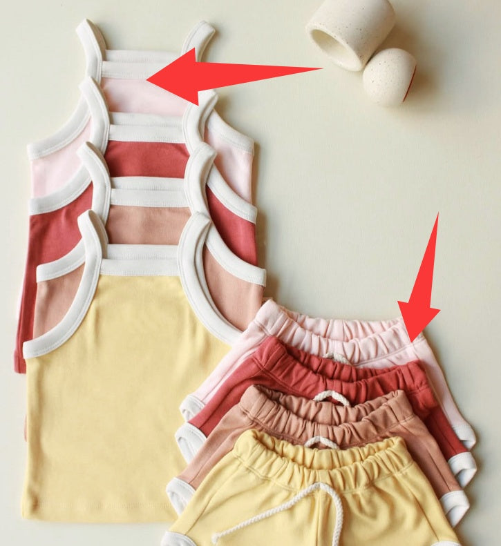 Baby Summer Outfit Suspender Vest And Shorts Set Girls