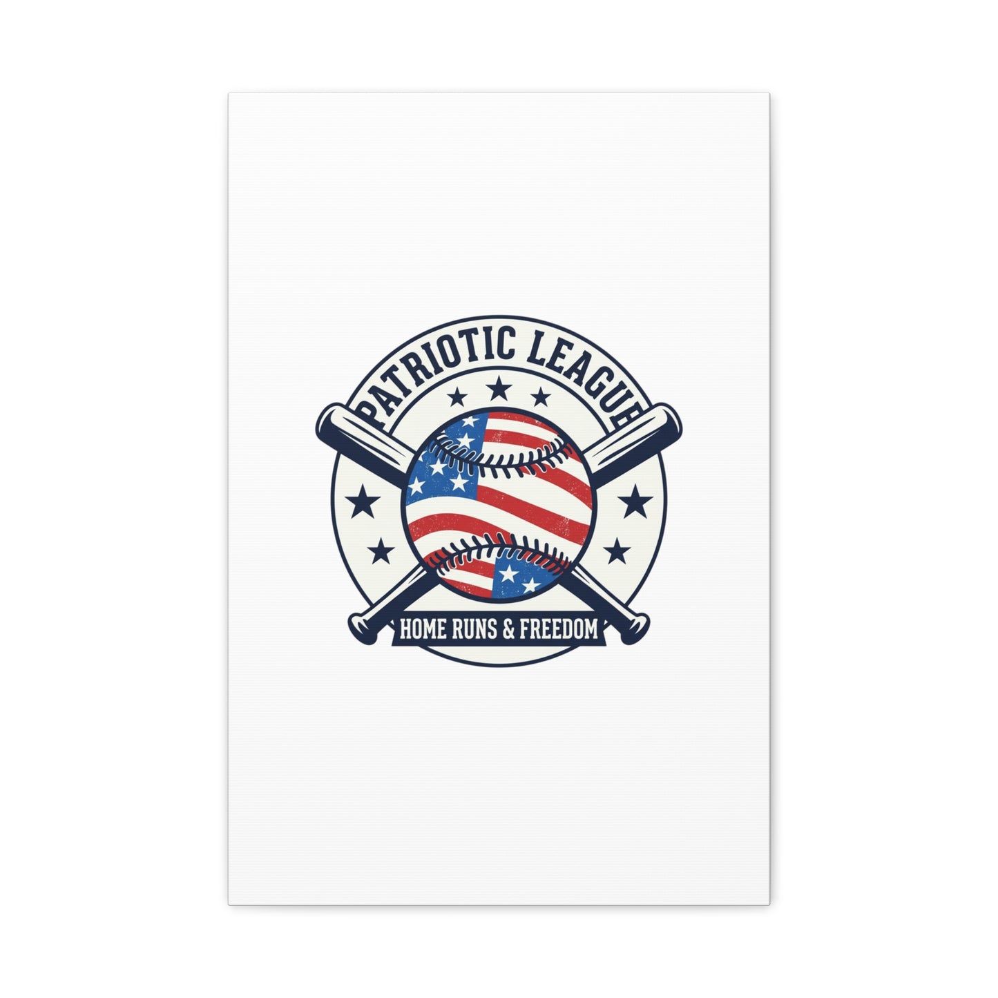 Patriotic Baseball Emblem Canvas | Vintage Red White Blue Baseball Wall Art