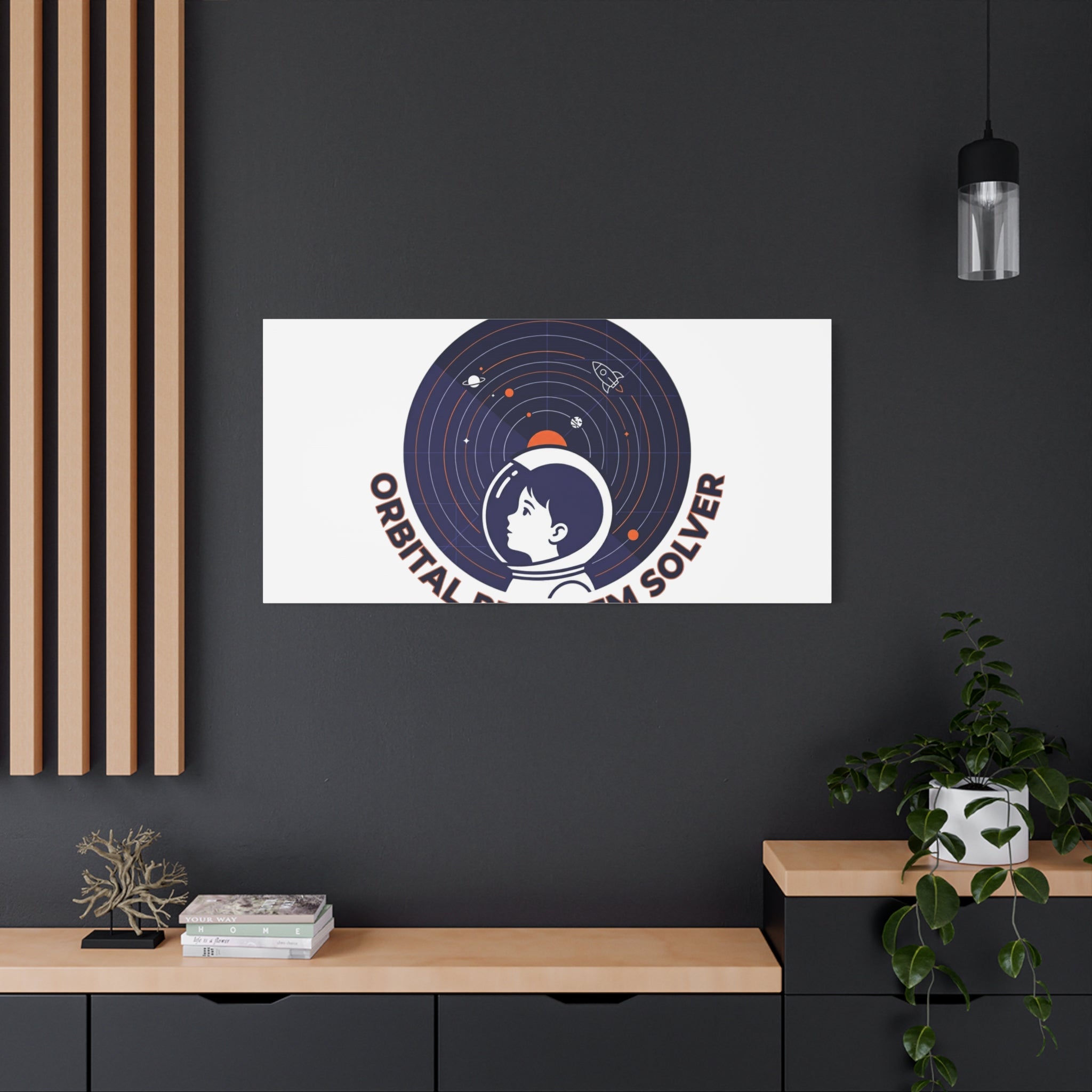 Orbital Problem Solver Canvas | space mission patch, astronaut art, cosmic science