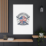Patriotic Baseball Emblem Canvas | Vintage Red White Blue Baseball Wall Art